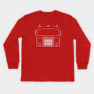 Dennis D Series 1970s British classic fire engine outline white Kids Long Sleeve T-Shirt